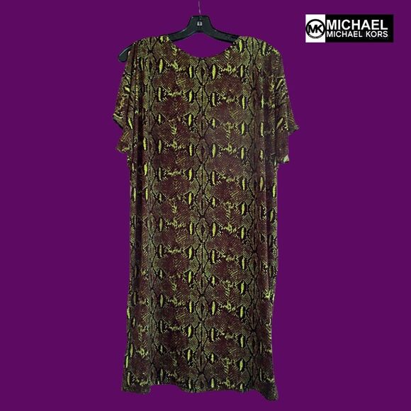 MICHAEL Michael Kors NEW Bohemian DUFFLE Snake Keyhole Cold Shoulders Dress L - Picture 8 of 11